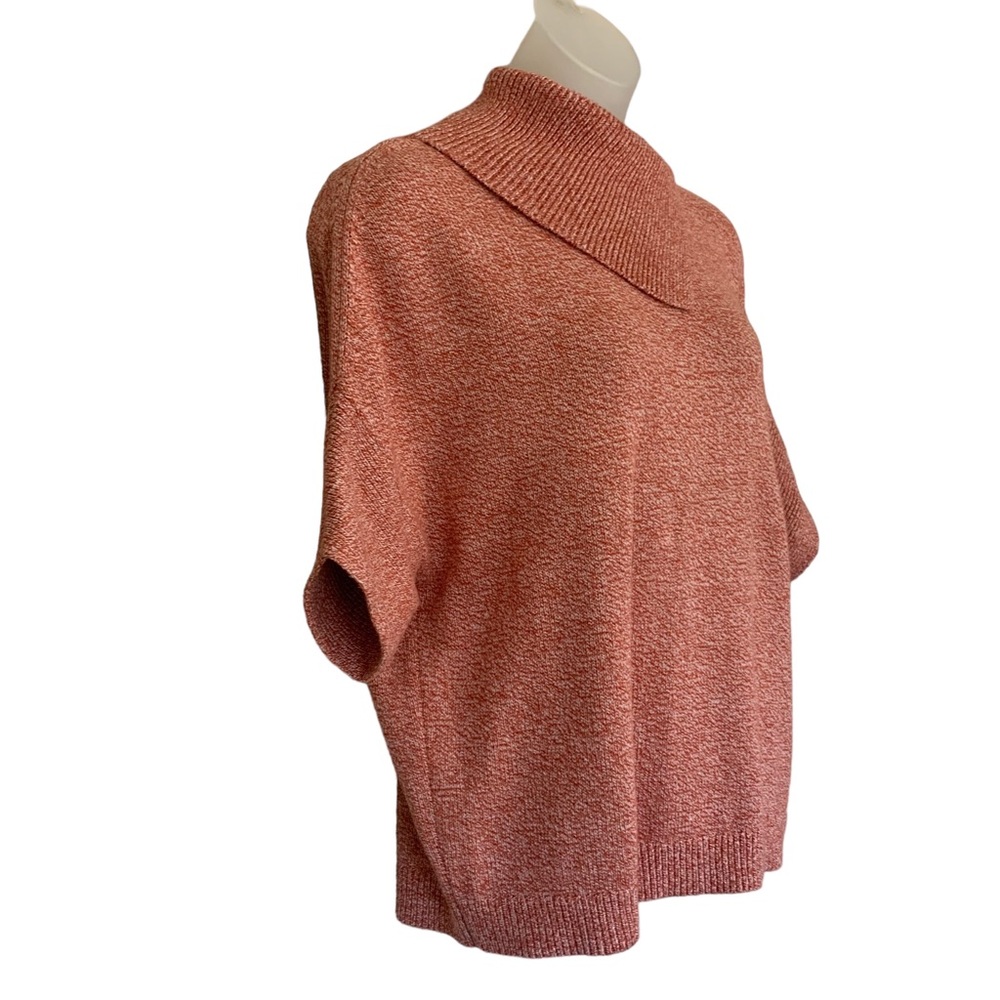 CABI sweater pumpkin orange,‎ 1/2 dolman sleeves, split wide mock turtleneck, M